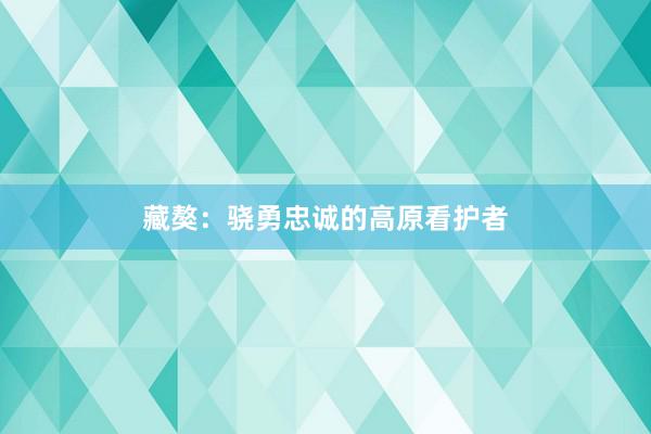 藏獒：骁勇忠诚的高原看护者